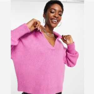 ASOS Pink V-Neck Sweater Soft Knit